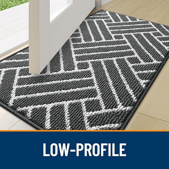 OLANLY Large Indoor Door Mat, 59x35 Inch, Dirt Resistant and Absorbent, Non-Slip Rubber Backing Floor Mats, Easy Clean Low-Profile Doormat for Entryway, Front Door, and Inside Entrance, Charcoal