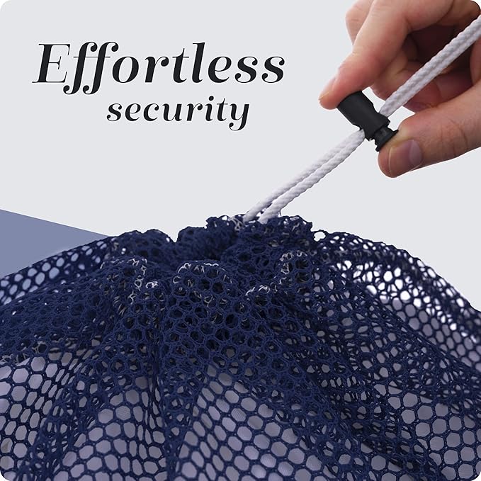 Handy Laundry Mesh XL Laundry Bag - Durable, Machine Washable with Secure Drawstring Closure - Perfect for College Dorms, Laundromats, Apartments (Navy, Large 24" x 36")