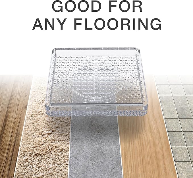 X-Protector Furniture Cups - 8 PCS 2.2" - Non Slip Furniture Pads for Hardwood Floors - Transparent Floor Protectors - Bed Stoppers to Prevent Sliding - Keep Furniture from Sliding on Floor! (Square)