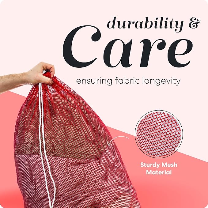 Handy Laundry Mesh XL Laundry Bag - Durable, Machine Washable with Secure Drawstring Closure - Perfect for College Dorms, Laundromats, Apartments (Red, Large 24" x 36")