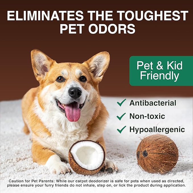 Good Natured Brand | Carpet Deodorizer & Freshener Powder | 31 oz Pet Odor Eliminator for Strong Odor & Pet Urine | Fresh Natural Mahogany Coconut Bliss Scent | Safe for Homes with Pets