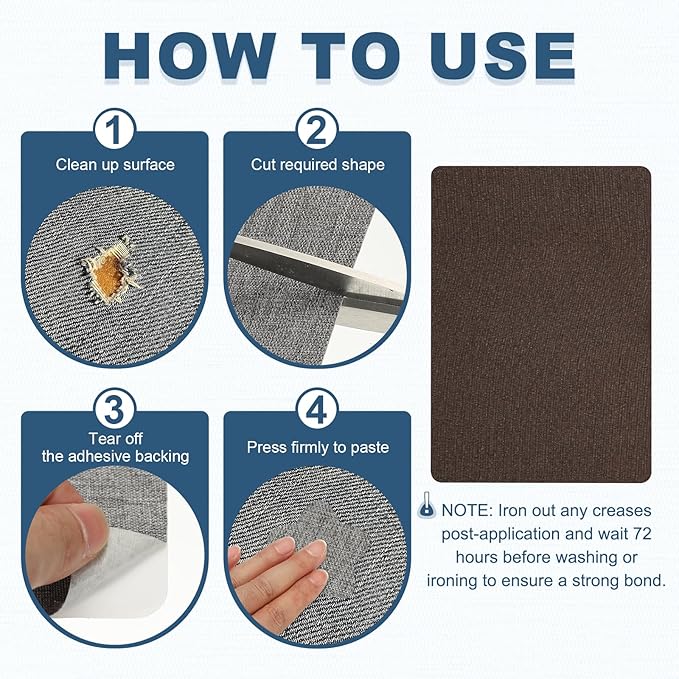 PATIKIL 8x11 Inch Linen Repair Patches, 2Pcs Self-Adhesive Fabric Patch for Sofas Tote Bags Furniture Car Seats Clothes Tents, Dark Brown