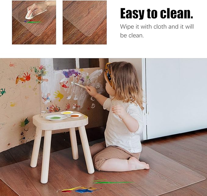 Kuyal Clear Chair Mat, Hard Floor Use, 56" x 36" Transparent Office Home Floor Protector mat Chairmats (56" x 36" Rectangle)