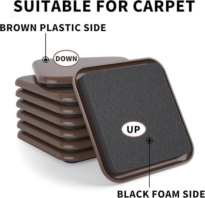 Yelanon Square Furniture Sliders – 20 PCS 2.5" Floor Protectors for Furniture – Strong Furniture Movers Sliders – Protects Floors from Scratches