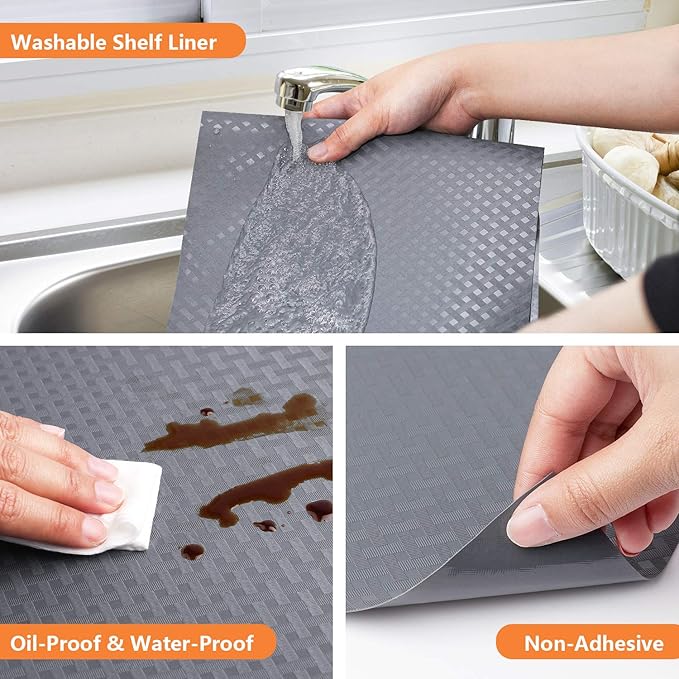 Shelf Liners for Kitchen Cabinets Refrigerator Liners Waterproof & Oil-Proof Kitchen Cupboard Liner Durable Plastic Drawer Mats EVA Material Non Adhesive Fridge Liner for Shelves
