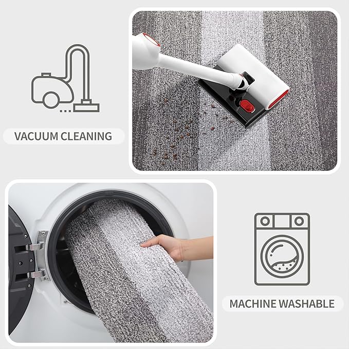 Kitinjoy Indoor Outdoor Door Mat, 36x24 Non-Slip Absorbent Dirt Trapper, Low-Profile Washable Inside Entrance Front Floor Mat, Sturdy Soft Entry Doormats for Entryway, Light Grey