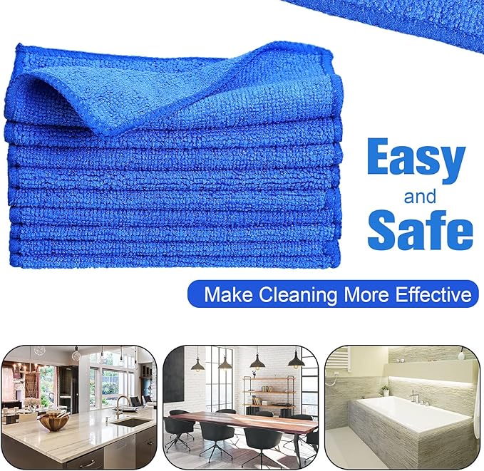 Tanlade Microfiber Cleaning Cloth 6"x6" Cleaning Rags Reasonable Kitchen Towels Microfiber Towels Cars Wash Dry Erase Cloth (Blue,50 Pcs)