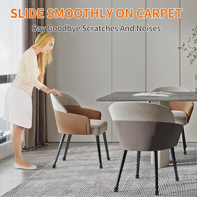 Ezprotekt 24 Pcs Black Chair Leg Sliders for Carpet, Round Teflon Furniture Glides for Rug, Carpet Sliders Protectors Caps for Couch, Dining Chair, Table Legs, Bar Stool Legs (M Fit: 7/8" to 1")