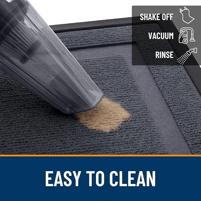 OLANLY Front Door Mat Indoor Outdoor Entrance, Waterproof All-Season, All-Weather Doormat, Sturdy Natural Rubber, Fade Resistant, Low Profile, Easy Clean Patio Porch Entryway Mat, 59x23, Light Grey
