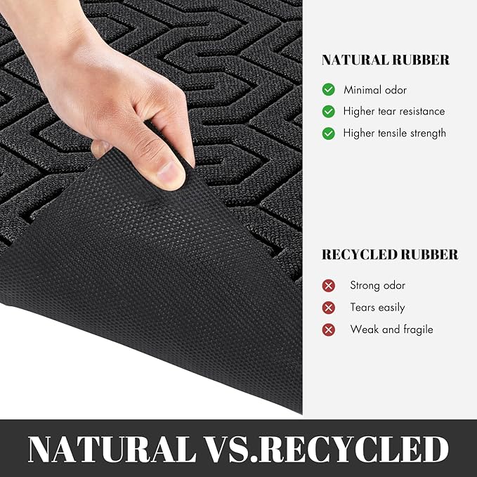Yimobra Extra Large Door Mat Outside Entrance 60x32, Waterproof Heavy Duty Outdoor Mats for Front Door, Non Slip Rubber Entry Mat for Garage Patio, Easy Clean, Black