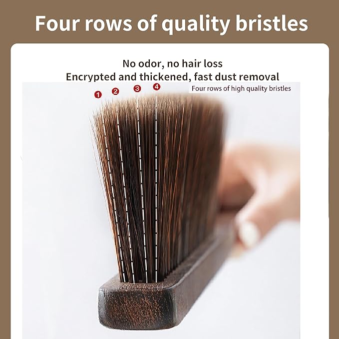 Hand Broom Brush, Dust Brush for Cleaning, Wood Block Hand Brush, Soft Bristle Cleaning Brush for Car Bed Furniture Clothes Garden Couch Draft (Straight Shank)