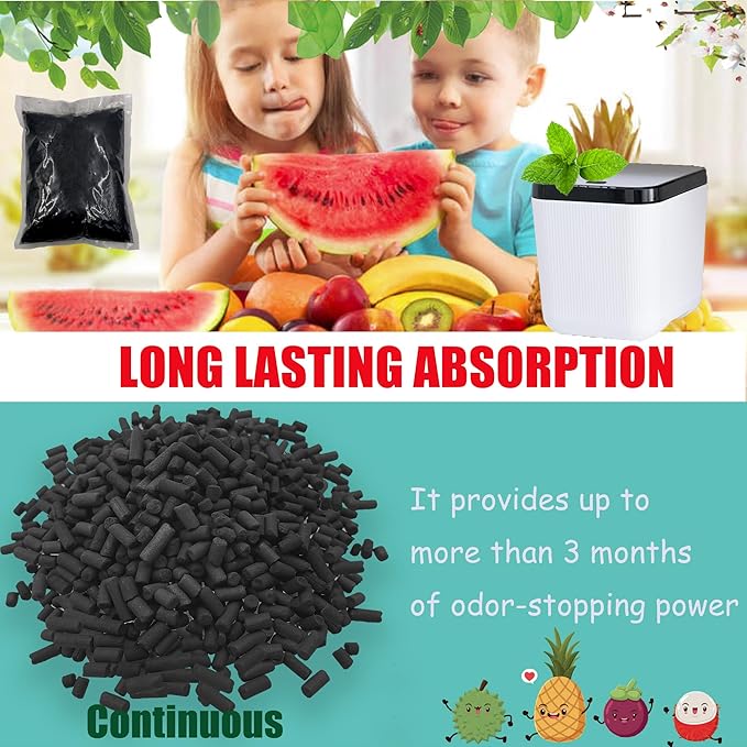 1.55 Pounds Oversized Pack Replacement Odor Absorbing Filter Refills for Smart Waste Kitchen Composter, Activated Charcoal for Electric Compost Bin Odor Control