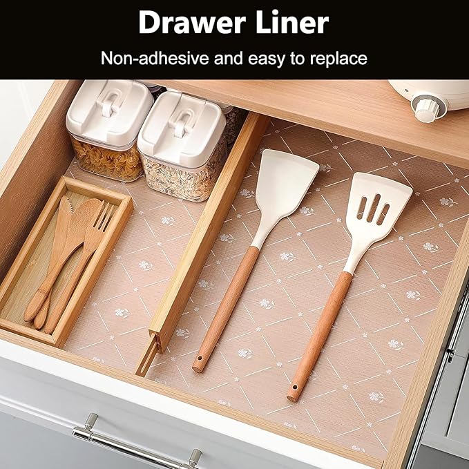 INNOLITES Shelf Liners for Kitchen Cabinets, Non Adhesive Drawer Cabinet Liner, Waterproof Oil-Proof Non-Slip Shelf Liner for Kitchen Pantry Refrigerator 23.6" x 236"
