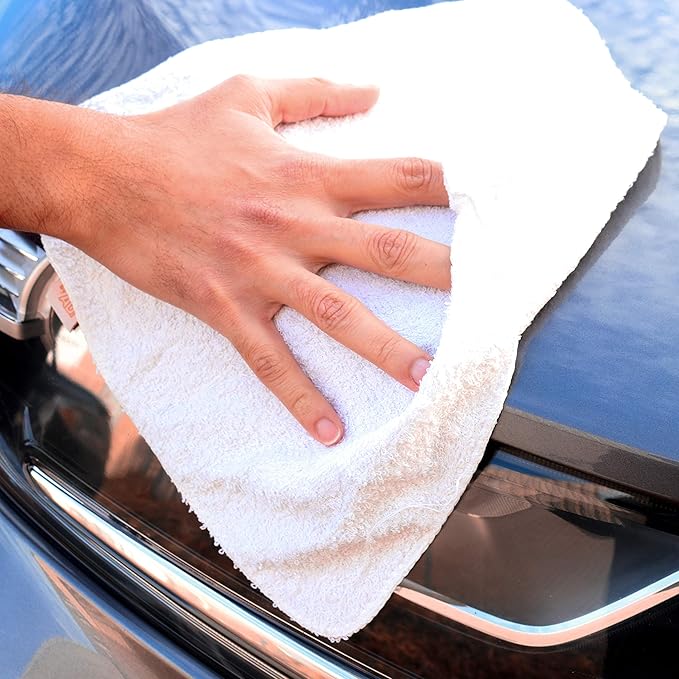 Arkwright W11 Terry Cloth Towels for Cleaning - Soft Cotton Blend Washable Multi-Purpose Bar Mop, Absorbent & Quick Dry, Bulk Box of Rags for Kitchen, Auto Shop, and Garage, 50 lb, White