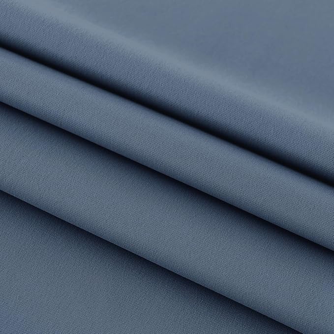 DWCN French Door Curtains – Rod Pocket Thermal Blackout Curtain for Doors with Glass Window, Kitchen and Patio Doors for Privacy, 25 X 40 Inches Long, 1 Curtain Panel with Tieback,Dusty Blue