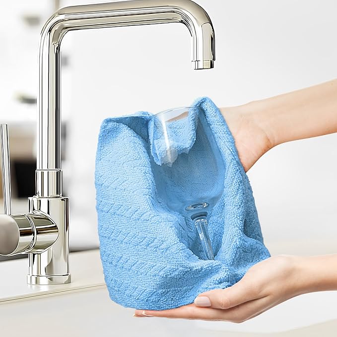 LIVOS Microfiber Cleaning Cloth Roll - 80 Pack, Reusable Paper Towels, Microfiber Towels for Cars, Super Absorbent Lint Free Cleaning Rags for House, Kitchen, Window-Light Blue, 11.5"x11.5"