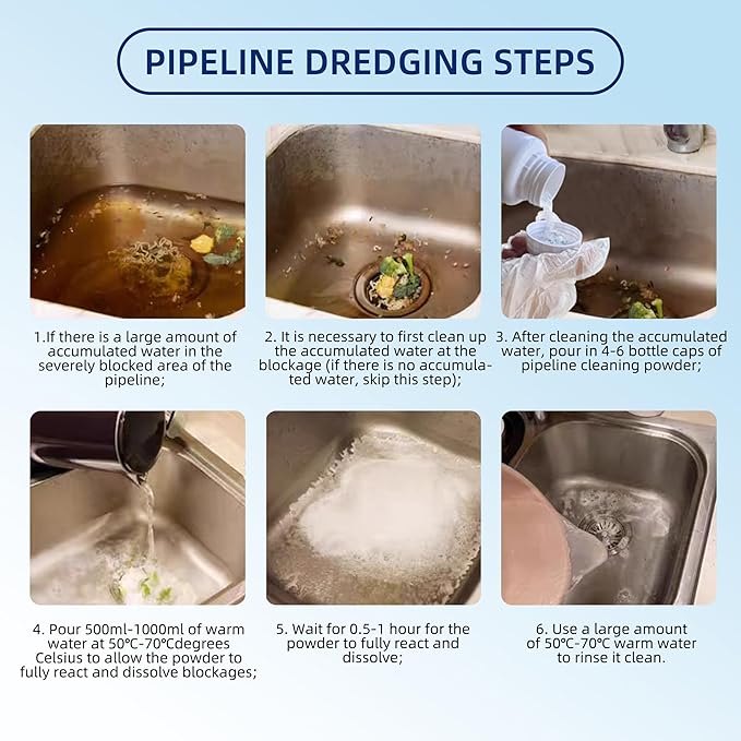 Sink Drain Cleaner, Pipeline Dredging Agent, Unclog Shower Drain, Pipe unblocking for toilets, Tubs, Shower or Sink Drains, Unclogs and Hair 9.2oz