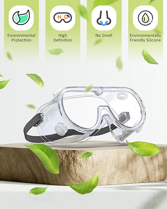 Anti-Fog Indirectly Vented Lab Safety Goggles Over Glasses