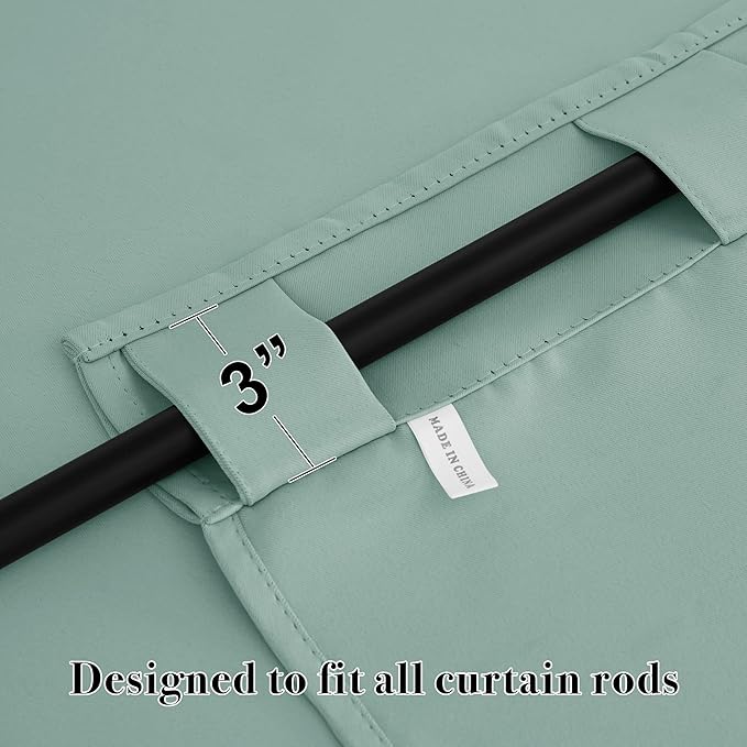RYB HOME Blackout Curtains for Bathroom - Thermal Insulated Light Block Small Window Curtains, Back Tab Top Coastal Drape for Kitchen Kids Bedroom Home Office, Wide 42 x Long 45 inches, Aqua, 2 Panels