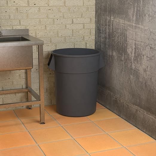55 Gallon Gray Round Commercial Trash Can