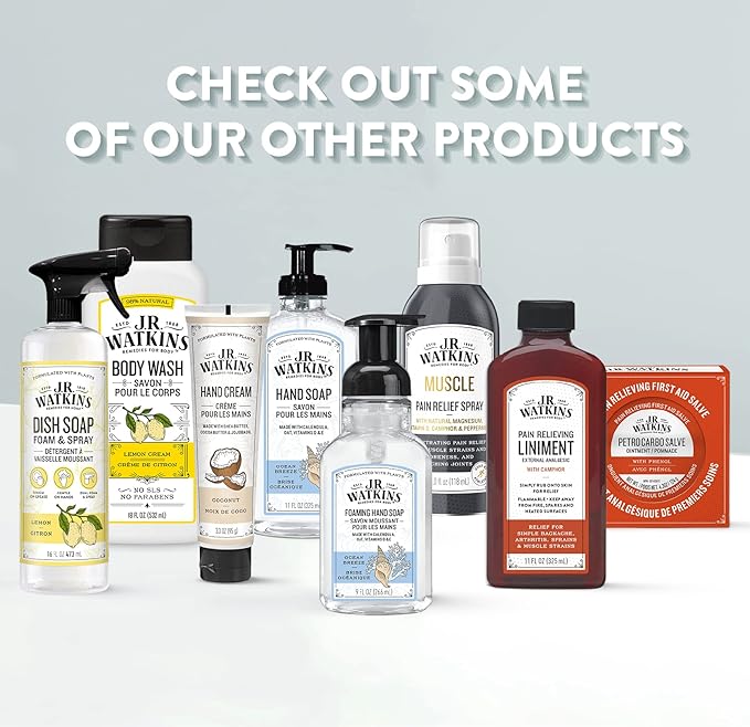 J.R. Watkins Foaming Hand Soap Refills, , Alcohol-Free Hand Wash, Cruelty-Free, , Moisturizing Hand Soap Refill for Bathroom or Kitchen, Lemon 28 fl oz Foam Soap Refill, 6 Pack
