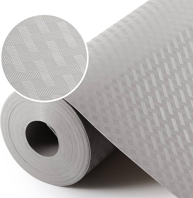 Light Gray Shelf Liners for Kitchen Cabinets Refrigerator Liners Waterproof & Oil-Proof Kitchen Cupboard Liner Drawer Mats EVA Material Non Adhesive Fridge Liner for Shelves 17.5 x 236.2 Inches