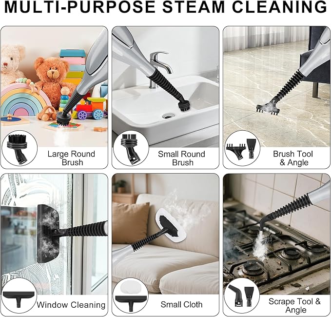 Steam Mop, 11-in-1 Powerful Steam Cleaner for Home with 11.8 OZ Water Tank & 23FT Power Cord, Handheld Detachable Steam Mops for Floor Cleaning MultiPurpose Steamer for Hardwood, Tile, Furniture