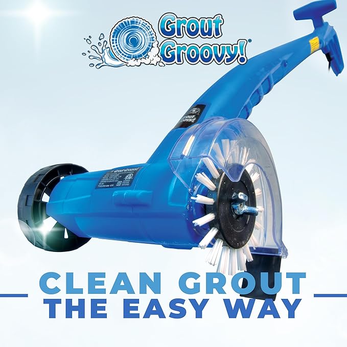 Electric Stand-Up Grout Cleaning Machine – Compact Lightweight Floor Scrubber for Tile, Bathroom & Kitchen Grout Lines | Easy-to-Use Deep Cleaner for Ceramic & Porcelain Tile Floors (Small)