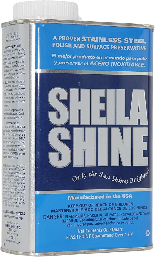 Sheila Shine 1 Quart Can Stainless Steel Cleaner and Polish, Protects Household Kitchen Surfaces, Removes Grease, Fingerprints & Watermarks, Stainless Steel Cleaner for Appliances, Fridge, Oven & Sink
