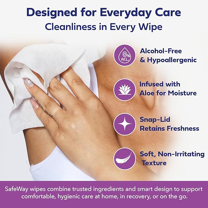 SAFEWAY Adult Wipes Disposable — Multi-Purpose Wipes, Alcohol-Free, Preferred by Caregivers for Seniors & Incontinence Solution, Aloe-Infused, Gentle for Delicate Skin — Extra Large, 12 Pack 600 pcs.