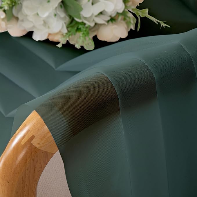 Chyhomenyc Hunter Green Sheer Curtains 36 inch Length 2 Panels, Light Filtering Voile Rod Pocket Short Window Curtians for Bathroom Living Room Farmhouse Small Windows, 42Wx36L inches