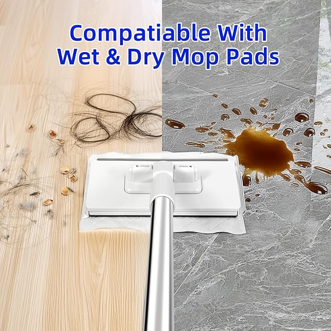 2025 New Mini Sweeper Mop No-Touch Dirty Cleaning Flat Dust Mop for Dry Wet Disposable Pads, Multi Surface Mops for House Wall Bathroom Toilet Corners (Disposable Dust Mop with 5 Clothes)