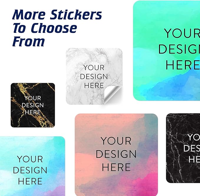 100 Custom Vinyl Stickers - Upload Your own Image, Text, Design, Logo - Personalized Logo Labels for Handmade, Packaging, Bottle, Jars, Candle, Brand Stickers (Silver Marble, 2x2 Square)