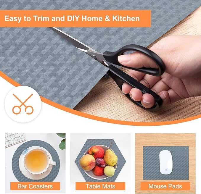 Shelf Liners for Kitchen Cabinets Refrigerator Liners Waterproof & Oil-Proof Kitchen Cupboard Liner Non-Slip Drawer Mats EVA Material Non Adhesive Fridge Mats for Shelves 23.6 x 157.4 Inches