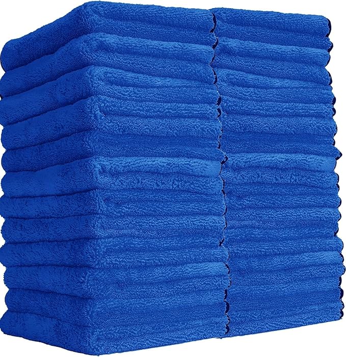 Chemical Guys MIC110024 Professional Grade Premium Microfiber Towels, Blue (16 Inch x 16 Inch) (Pack of 24) - Safe for Car Wash, Home Cleaning & Pet Drying Cloths
