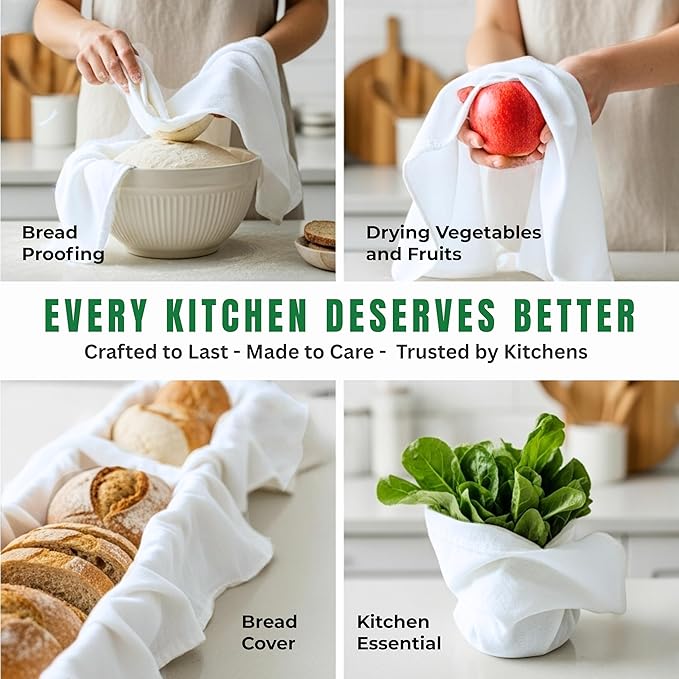 Flour Sack Towels| Tea Towel for Crafts| Kitchen Dish Cotton Blank Towel for Embroidery|Baking Bread Proofing Linen Cover| Thick Absorbent Quick Dry| 6 Pack 28"x28" White