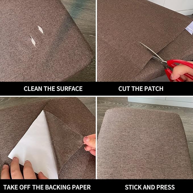 Fabric Repair Patches, 17X158 Inch Linen Repair Tape Self-Adhesive Fabric Patches Durable, DIY Large Linen Tape for Sofa, Couches, Furniture, Chair, Clothing （17X158 Inch, White）