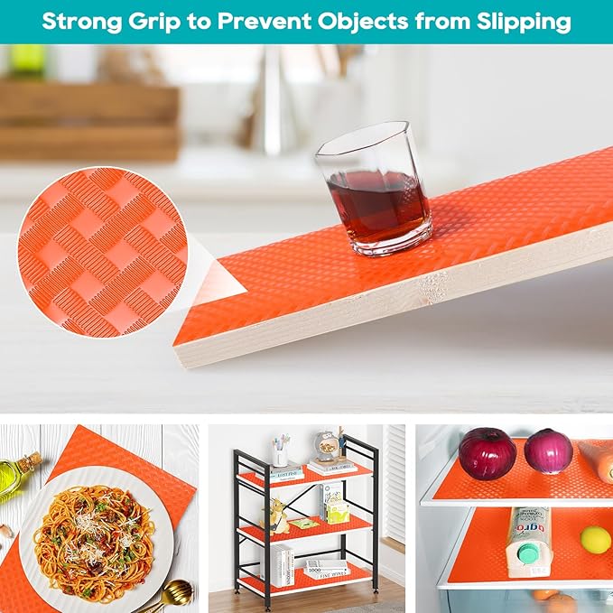 Red Fridge Liners Shelf Liner for Kitchen Cabinets Refrigerator Liners Waterproof & Oil-Proof Kitchen Cupboard Liner Non Adhesive Drawer Mats EVA Material for Shelves 11.8 x 236.2 Inches