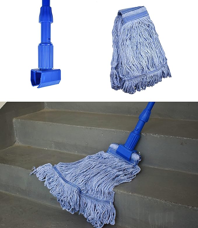 Mop Head Replacement Commercial Heavy Duty String Blue Wet Mop Heads for 3 Typs Commercial Mop Handle(6,Medium,Weight 16oz)