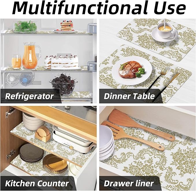 Shelf Liner 18" W x 96" L Cabinet Liners Non Adhesive, Drawer Liners Non Slip Kitchen Mat Waterproof Oil-Proof for Kitchen Cabinet, Shelves, Refrigerator, Storage, Easy to Trim