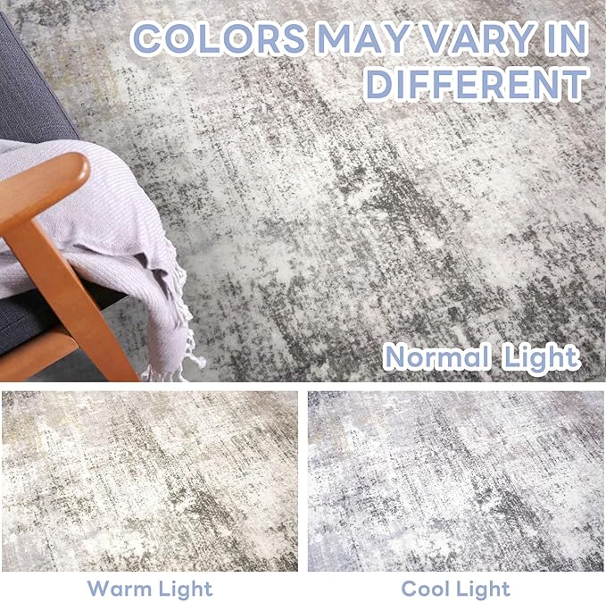 IOHOUZE Abstract Runner Rug 3x14 Ft Washable Runners for Hallways, Non Slip Kitchen Runner Printed Faux Wool Entryway Runner Indoor, Modern Abstract Floor Carpet for Hall Stair, Grey Beige
