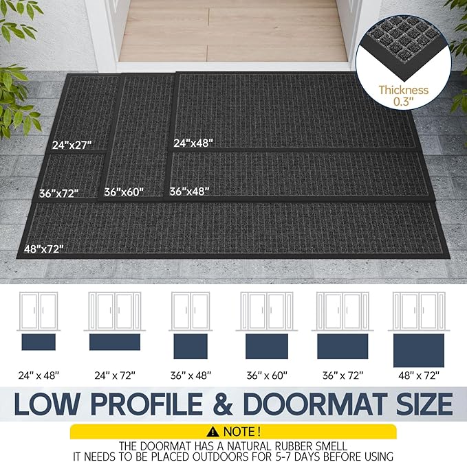 Indoor Outdoor Front Door Mats, 48" x 36" Rubber Backing Non Slip Durable Welcome Floor Mats for Patio, Garage Entrance, Stain and Fade Resistant Commercial Doormats for High Traffic