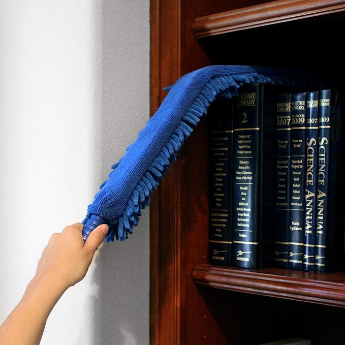 CleanAide Handheld Reusable Microfiber Flex Duster – Bendable, Lightweight, Dust Cleaner for Blinds, Shutters, Radiators, Electronics, Glass, Hard-to-Reach Areas – Machine Washable, 20”, Blue