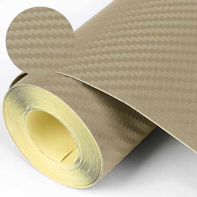 Self-Adhesive Shelf Liner Kitchen Liner, Waterproof Backed Paper Easy Peel and Stick Contact Liner Without Residue for Decor Your Desk Surface, Kitchen Countertops (Dark Khaki, 17.5 x 393.7 inches)