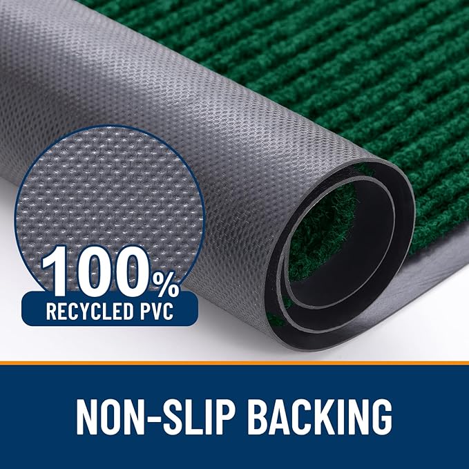 OLANLY Front Door Mat Indoor Outdoor Entrance, Waterproof Heavy Duty Doormat, Fade Resistant, Low Profile, Easy Clean Patio Porch Welcome Floor Mats for Entry, 40x32, Green