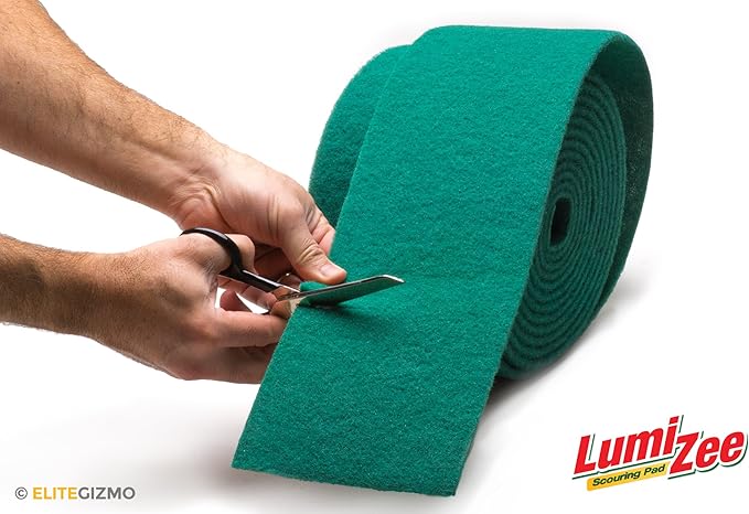 Green Scrubbing Pad Roll 19ft Economy Size Medium Duty Abrasive Scrub Sponge Scouring Pads 19ft x 6in x 0.3in (6m x 15cm x 8mm) Scrubby Tough Stains Cleaning Pans Dishes Stoves Bathroom Sinks Grills