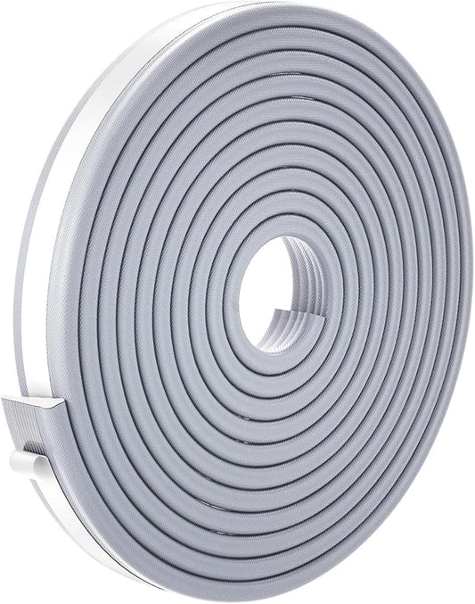 QDiShi 196" Wedge-Shape Weather Stripping Door Seal Weatherproof Foam Seals Self Adhesive Insulation Anti-Collision Strip Soundproofing Frame Insulation Tape Fits 0.13-0.31" Gaps(Grey)