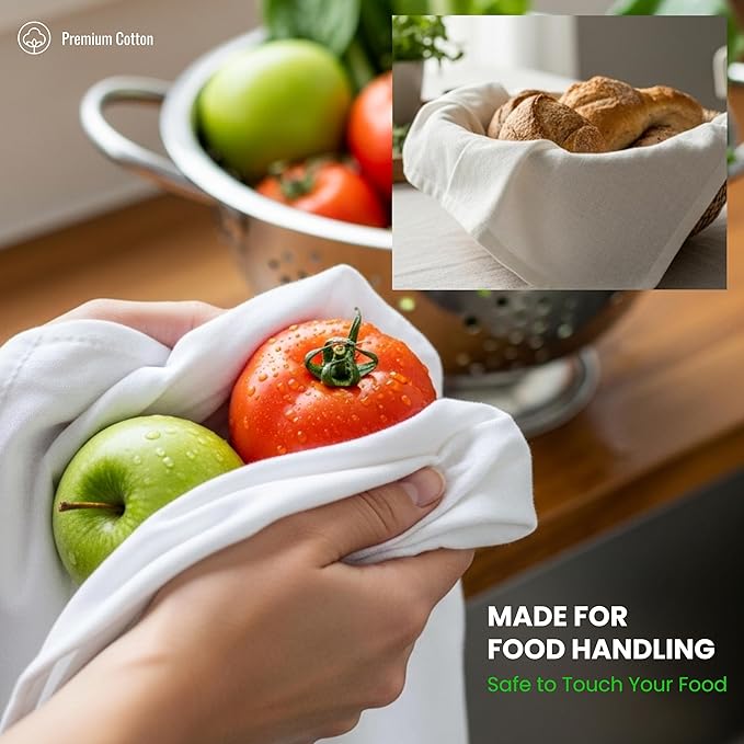 Dish Cloths Cotton| Kitchen Wash Cloth| Shop Towels Absorbent and Lint Free Flour Sack| Dishcloths for Kitchen Washing Dishes|Thick Absorbent Quick Dry Dish Rags | 12 Pack 13"x13" White