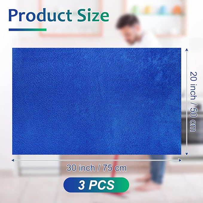 Newwiee 3 Pcs Extra Large Microfiber Cleaning Cloth 30" x 20" Washable Reusable Microfiber Towel Streak Free Lint Free Cloth for Cleaning Home Glass Office Window Bathrooms (Red,Blue,Green)
