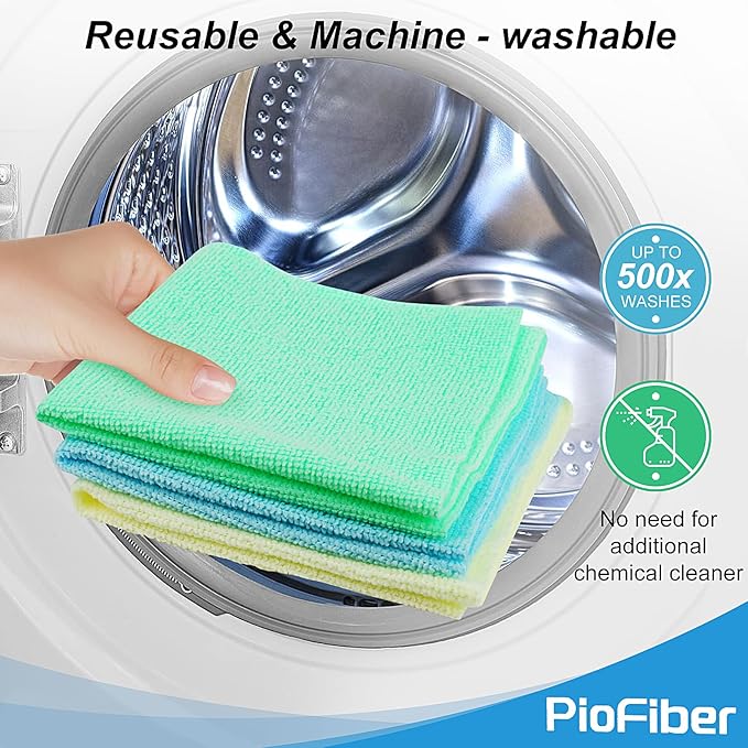 Shop Towels – 50 Pack Edgeless Microfiber Cleaning Cloths, Lint-Free & Reusable Rags for Car Detailing, Kitchen, Garage, Glass – Ultra Soft Quick Dry Towels, 12"x12"